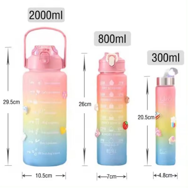 Set de 3 Botellas motivadoras con medidor de tiempo - Imagen 4